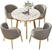 Modern Round Meeting Table and Chair Set Office Furniture Combo for 4 People Space Saving Design for Reception and Living Room Light Grey Color Office Negotiation Set
