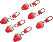 [Ipetboom] 6pcs Cute Strawberry Keychain Charms Resin Fruit Pendant for Phone Keychain Charm Clasp Perfect for Girls Purse Accessory