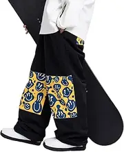 [SNOWVERB] Women Men Ski Baggy Cargo Knee Reflective Graphic Panel Casual Snow Pants Waterproof Loose Fit Snowboard Pants