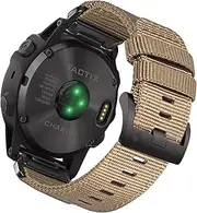 HEMSUT Premium Nylon Watch Band for Garmin Quick Fit Watch - 20/22/26mm, Glossy Durable Non-Taper Strap with Tang Buckle Military Strap for Fenix Forerunner Approach MARQ Epix Tactix Quatix D2 Series