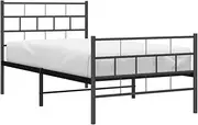 vidaXL Metal Bed Frame with Headboard and Footboard - Black, Modern Style, Made from Powder-Coated Steel - Supportive Design with Metal Slats and Centre Legs - Extra Storage Space - Ideal for Bedroom