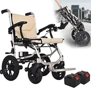 Folding Electric Wheelchairs for Adults Seniors Motorized Wheel Chair with 2 Removable Battery Lightweight Portable Powerchair for Air Travel