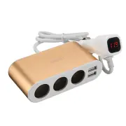 Dual USB Port 3 Way Auto Car Charger Car Cigarette Lighter Socket Splitter Adapter