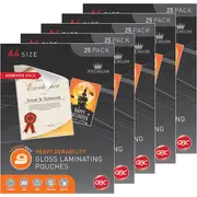 5 Pack GBC Adhesive Backing Laminating Pouch 125 Micron A4 Clear Box 25