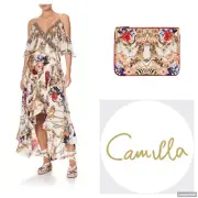 BNWT CAMILLA REIGN SUPREME RUFFLE OVERLAYER WRAP DRESS & CLUTCH (SMALL) RRP $850