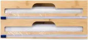 Bamboo Food Wrap Dispenser Cutter Foil Cling Film Storage Holder Box Kitchen - S