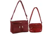 Pierre Cardin Anti-Theft Cross Body Bag Slash Proof RFID - Wine & Wine Camo