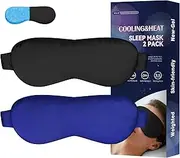 Cooling Eye Mask 2 Pack, Cold Compress for Eyes, Weighted Eye Mask (Black,Blue)