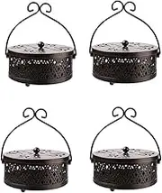 xuefu 4PCS Coil Holder Bronze Retro Portable Hanging Burner Holder with Handle Round Holder,Bronze