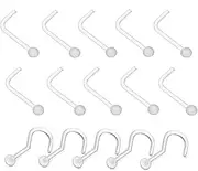 [QUUPY] 20PCS Clear Nose Ring Piercing Retainers Cartilage Lip Flexible Acrylic Nose Stud Retainer for Body Piercing, Acrylic