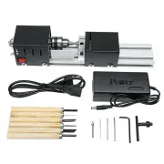 EU Plug Wood Lathe Set Mini Beads Machine Miniature Rotary Tool Multifunction Lathe DIY Woodworking Pearl Lathe Grinding