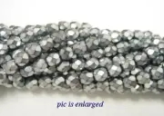 Grey Sparkle Faceted Glass Round Beads Exquisite Color