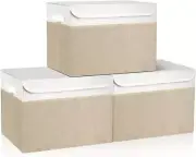Large 17" 42 Quarts Collapsible Stackable Storage Bins with Lids [3-Pack] Foldab