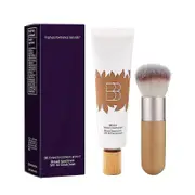 BB Blur Tinted Moisturizer SPF30, BB Cream Tinted Moisturizer with Broad Spectrum SPF, BB Tinted Care Primer with Brush,Full Coverage Light-Medium ...