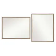 TOOLKISS 2 Set Wall Mirror Rectangular Frame – 70x90cm Antique Brown Bathroom Mirror, Ready to Mount, Water-Resistant, Minimalistic & Mid-Century Modern Chic Style for Bedroom, Living Room, Entryway