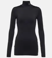 [Prada] Prada Logo jersey high-neck top AU 6 black