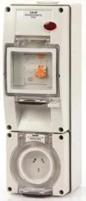 Iso SOCKET WITH RCD 250V 3-Pin Flat, Surface Mount, Grey- 10A Or 15A