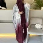 Dubai Summer Women Open Kimono Kaftan Maxi Dress Muslim Abaya Loose Ombre Caftan