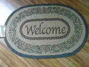 Braided Jute Oval Printed Pinecone Welcome Mat Capital Earth Rug 20" x 30" New