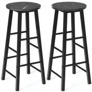 Costway 2PCS High Bar Stools Kitchen Bar Stool Modern Barstools Round Seat Pub Cafe Bistro Home Furniture Black