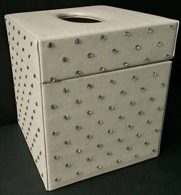 NEW Labrazel silk crystal/rhinestone embellished cube tissue box cover