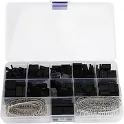 620Pcs 2.54mm Jumper Cable Pin Header Connectors, Male Female Crimp Pins, for Cars Computers Circuit Boards, Sturdy Plastic and Metal Material, with Storage Box, Black