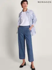 Monsoon Blue Chrome Harper Regular Length Crop 100% Cotton Jeans (B97936) | $69