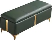Ottoman Storage Shoe Bench Sofa Bench Bed End Stool Shoe Bench Makeup Bench Long Chair Soft Sofa Bedroom Bed End Stool Foot Rest Stool Seat(Dark Green,80x45x42cm)