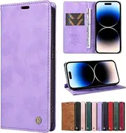 Czhwsm Compatible for Case Oppo AX5S Flip Leather Wallet Case Cover Kickstand Phone Case with Card Holder+2X Temper Glass Screen Protector-Purple