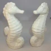 BOSTON WAREHOUSE WHITE SEAHORSE SALT AND PEPPER SHAKERS NEW OCEAN BEACH SEALIFE