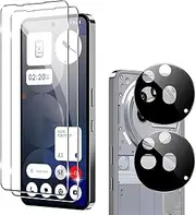 [2+2 Pack] Screen Protector Compatible with Nothing Phone (3a) Pro with Camera Lens Protector, 9H Hardness Anti-Scratch Tempered Glass Flim, Bubble-Free, Anti-Fingerprint, Anti-Scratch (Clear)