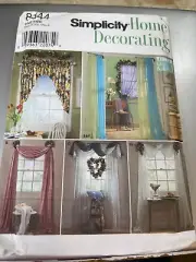 Simplicity Home Decor Pattern 8344 ~ Window Treatments w/Floral Arrangements ~