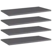 4 Pcs Replacement Bookcase Shelf Panel 60x30cm High Gloss Grey Bookshelf Boards