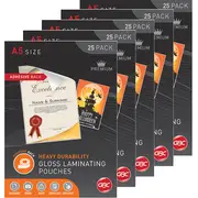 5 Pack GBC Adhesive Backing Laminating Pouch 125 Micron A5 Clear Box 25
