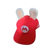 Nintendo Switch~Mario Rabbids~Kingdom Battle~Red Baseball Cap~Hat~Ears~NWOT