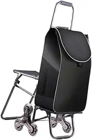 kokiya Trolley Cart Practical Aluminum Alloy Oxford Cloth Trolley Bag Lightweight Folding Shopping Cart for Groceries Home Shopping, Black