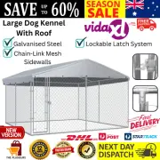 Large Dog Kennel With Roof Puppy Enclosure Shelter Anti UV Canopy Top House Cage