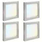 Luxrite 4" Square LED Flush Mount Light 5CCT Dimmable ETL Brushed Nickel 4-Pack
