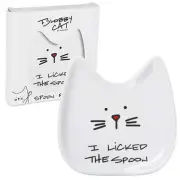 Blobby Cat, Cat Spoon Rest"I Licked the Spoon", 5", White
