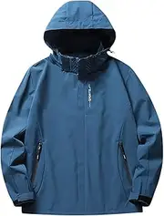 [Cambkatl] Mens Windproof Jacket Waterproof Lightweight Mountain Sport Jacket Thin Hooded Windbreaker Raincoat, 01 Blue, X-Large