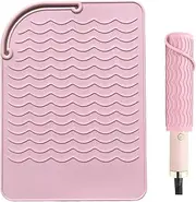 Silicone Iron Mat - Heat Resistant Mat, Multi-functional Curling Flat Iron | Anti Slip and Heat-proof Design Cover Pad, Electric Hair Straightener Iron Mat, Hair Dryers, Air Brushes, (Green, Pink)