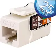 Vertical Cable V-MAX Cat6 Keystone Jack - White - 25 Pack