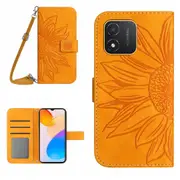 For Honor X5 4G HT04 Sunflower Pattern PU Leather Cover Stand Wallet Phone Case with Shoulder Strap