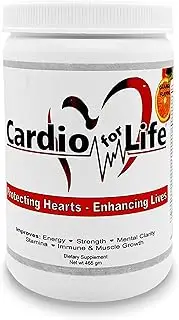 Cardio for Life L-Arginine Powder 16oz - Orange - Natural Nitric Oxide Supplement for Cardiovascular Health - Regulate Cholesterol & Blood Pressure - Increase Energy