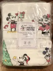 NEW Pottery Barn Kids Disney Mickey Mouse Holiday Flannel Queen 4pc Sheet Set