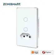 Zigbee Smart Brazil Socket with 1 Gang Touch Light Switch with Neutral