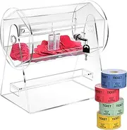 MOJIEZUO Raffle Ticket Spinner Drum with 4 Color 2000 Raffle Tickets Double Roll, Spinning Raffle Ticket Box for Balls, Chips, Tickets with 2 Keys, Transparent Raffle Ticket Box for Lottery Games