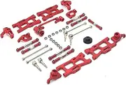 Metal Upgrade Accessory Kit, for, for WLtoys, 144001 124016 124017 124018 124019 Remote Control Car 1/12 1/14 RC Car Parts Remote Control Car Steering Shock(Red)