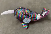 Sea Sparkles Narwhal Star Whale Fish Plush Stuffed Animal Aurora 12" NEW Sequin