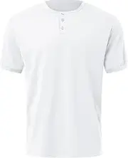 [Generic] Men's Casual Short Sleeved Tee Mens Summer Fashion Simple Button Crewneck T Shirt Top Daily Leisure Blouse T Shirts for Men